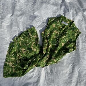 Sag Harbor Green Leaf Print Midi Dress